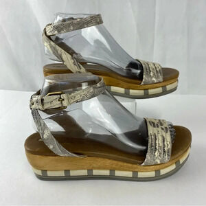 Schuler & Sons Philadelphia Womens 7.5 Gray Ivory Platform Sandals